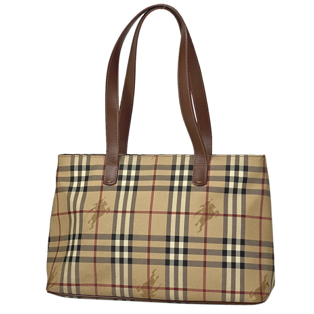 Burberry check shoulder bag tote canvas brown